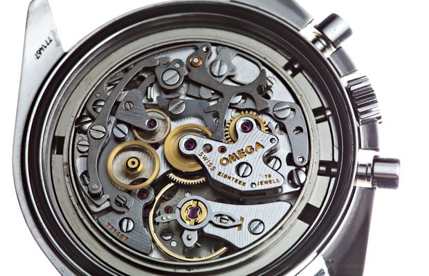 A mechanical movement in an Omega watch