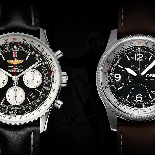 Aviation Watches Oris Big Crown X1 Calculator VS Breitling