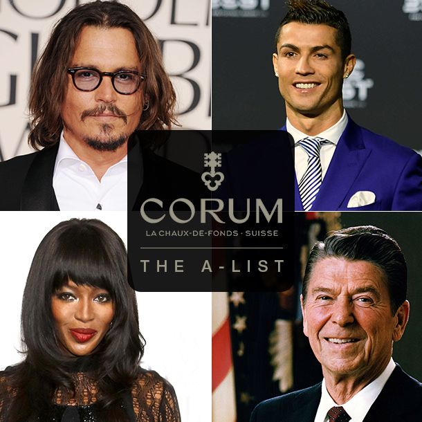 Corum wrist watches displayed by top Hollywood celebrities and