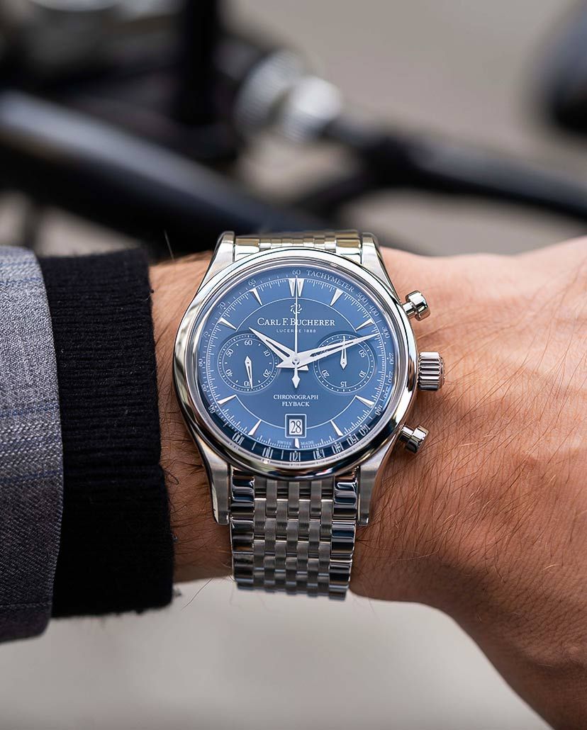 Blue face 2025 chronograph watch