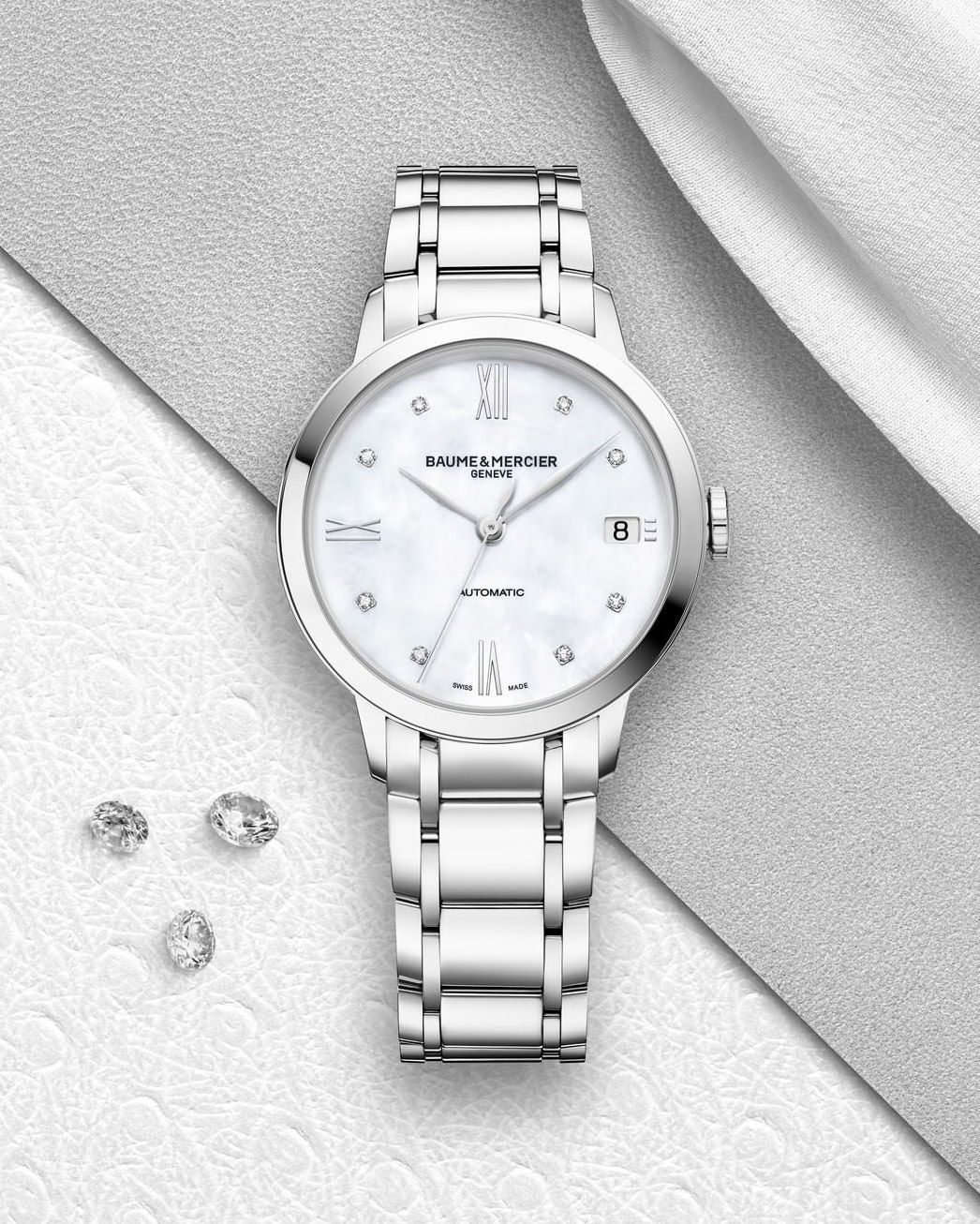 Baume and mercier classima white hot sale diamond dial ladies watch 10146