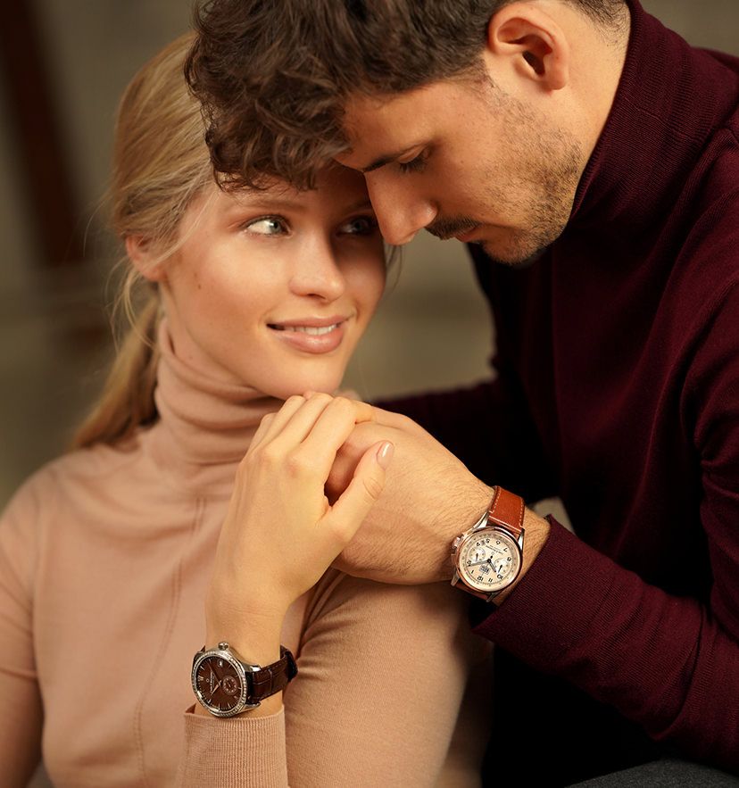 Valentine Gift Ideas Wrist Watch / Traktime White Dial Couple Combo ...