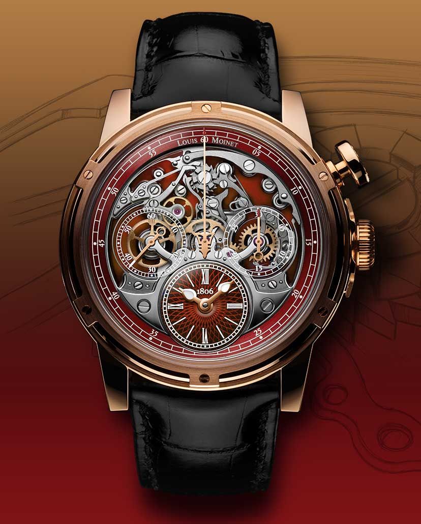 Louis Moinet Memoris 'Red Eclipse' Chronograph Engraved Pink Gold