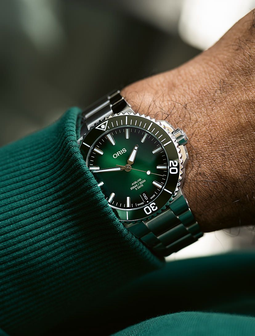 Dark green dial watch sale