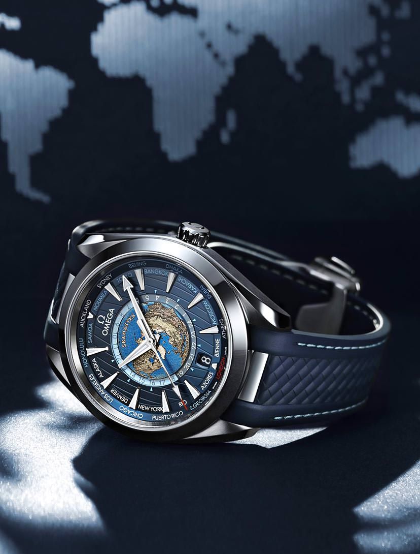 Mens watch with world map outlet face