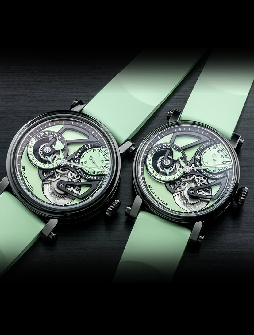 Presenting Speake Marin Dual Time Lime And Mint Watches