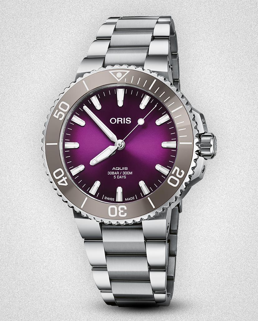 Oris Release The H lstein Edition Aquis Watch With A Deep Purple Dial