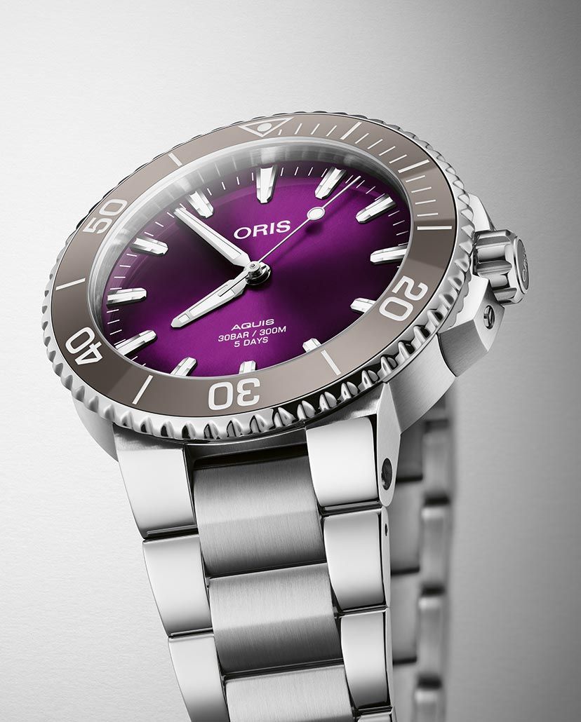 Oris Release The H lstein Edition Aquis Watch With A Deep Purple Dial