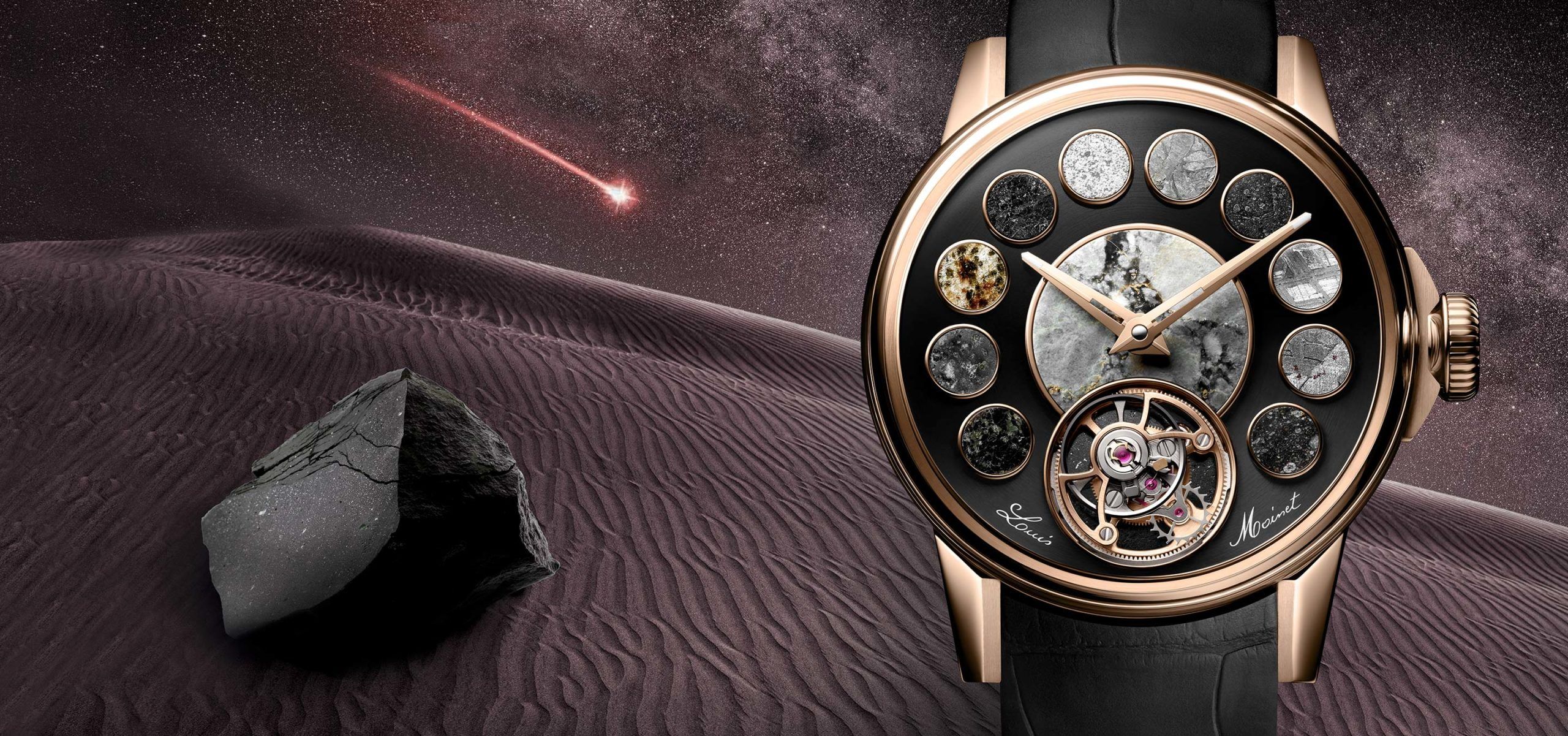 Louis Moinet Cosmopolis Sets Guinness World Record For The Maximum Number Of Meteorite Fragments On A Watch Dial