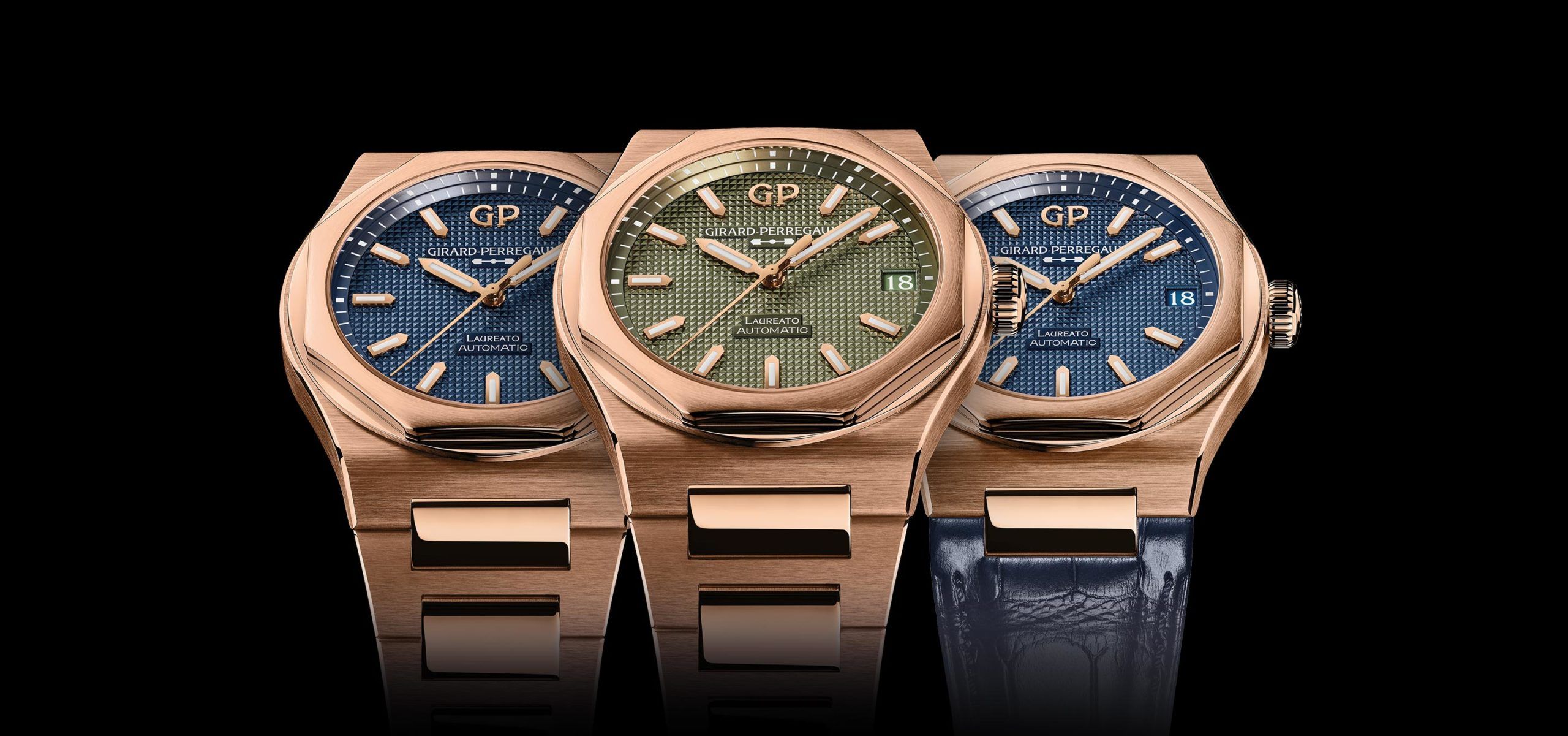 Ultramarine And Sage—The New Dials Of The Pink Gold Girard-Perregaux Laureato