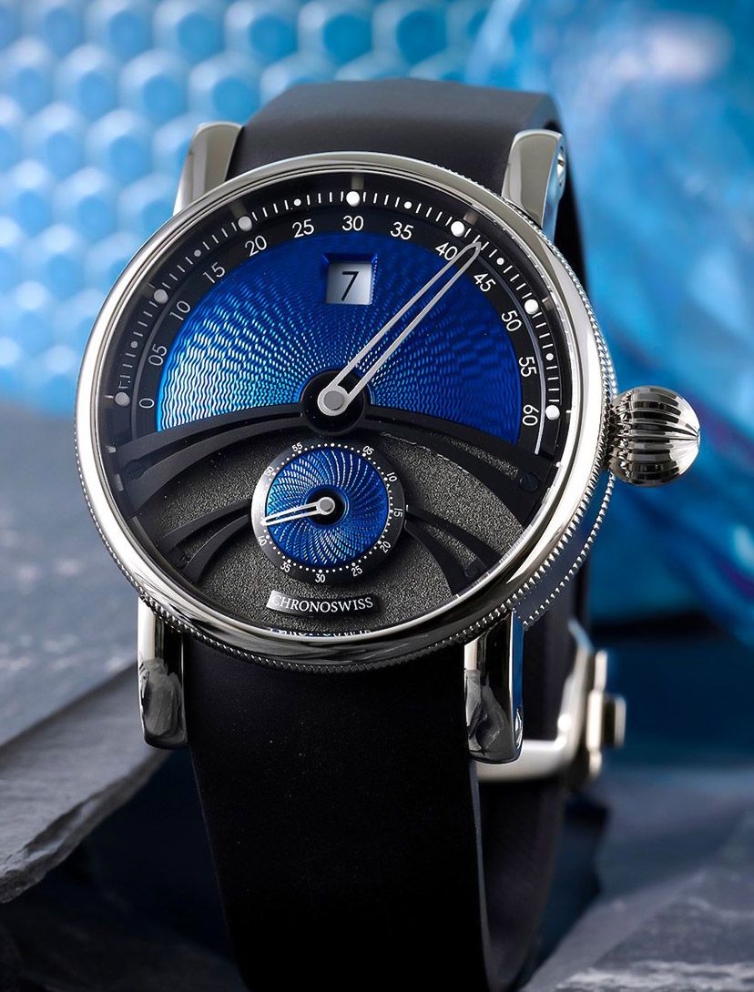Chronoswiss Delphis Horizon enamel dial guilloche pattern