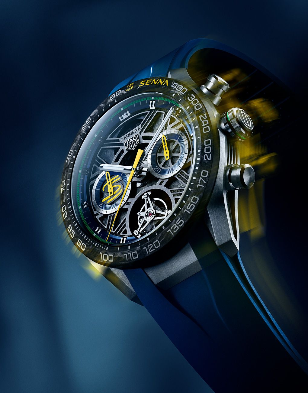 TAG Heuer Carrera Chronograph Tourbillon X Senna tourbillon watches titanium watches forged carbon bezel