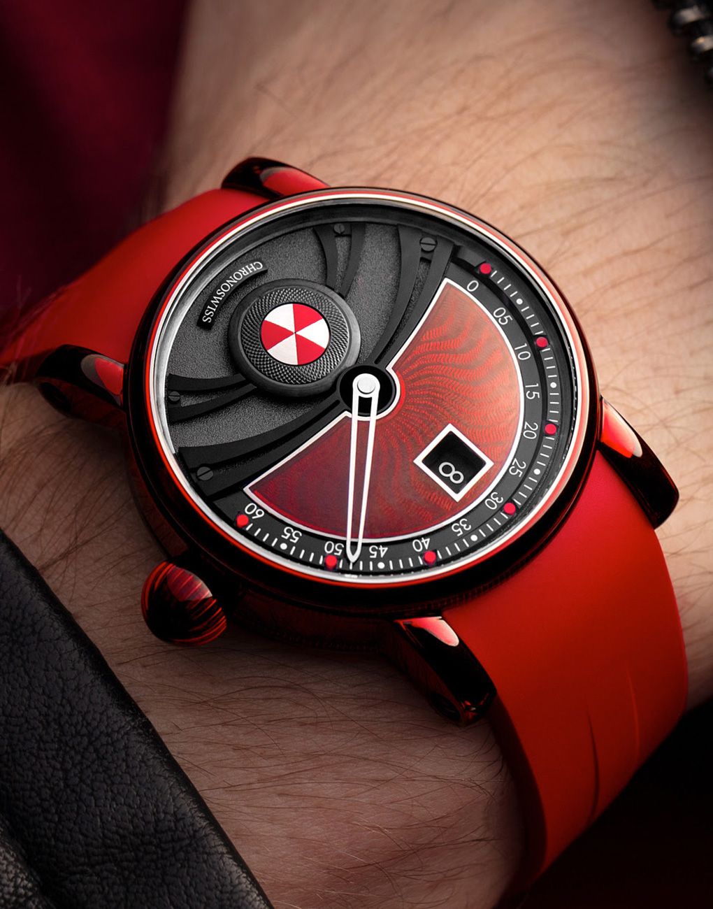 Chronoswiss Delphis Firestarter grade 5 titanium red guilloche enamel