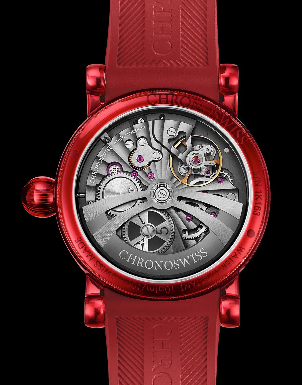 Chronoswiss Delphis Firestarter grade 5 titanium red guilloche enamel