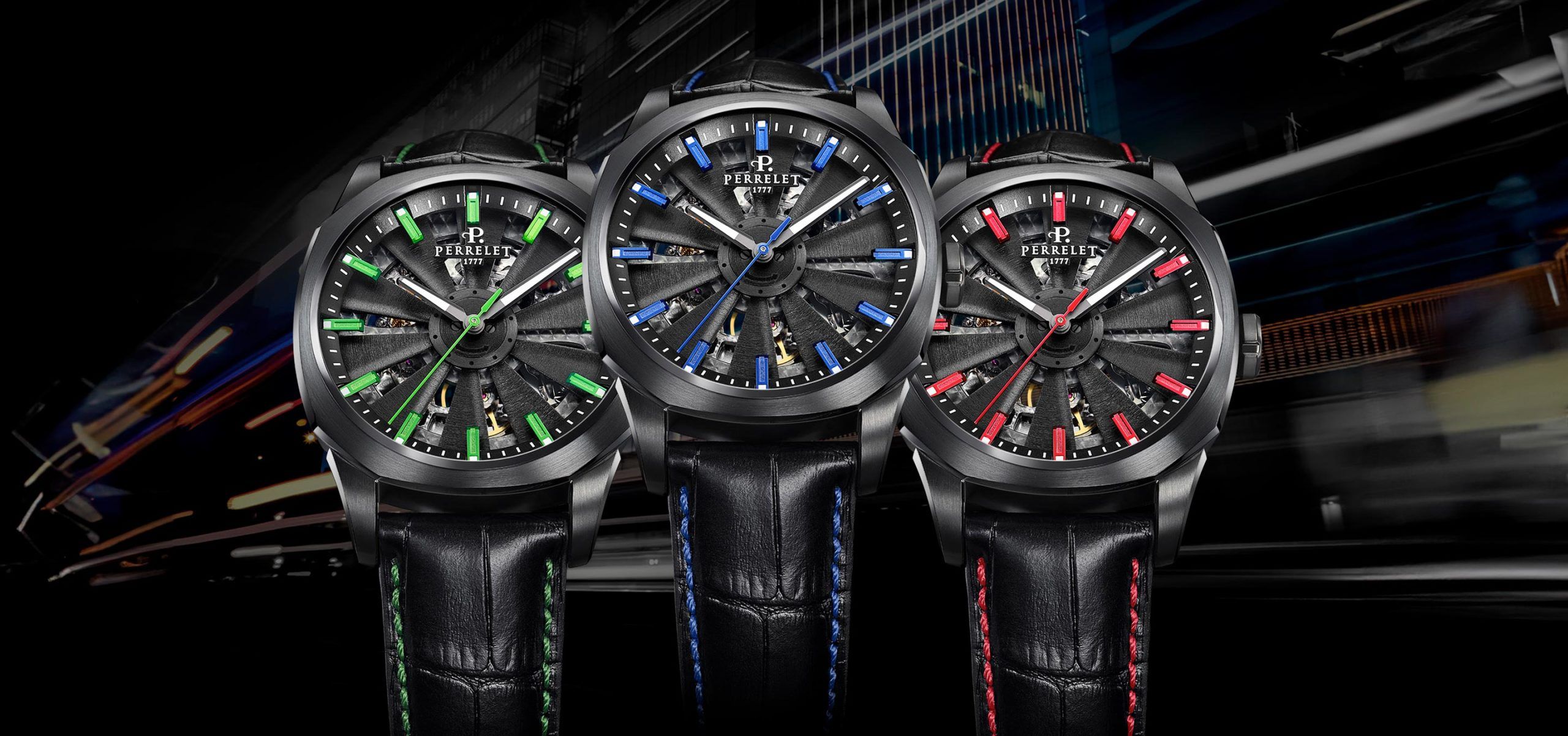 A Spinning Trio: The New Perrelet Turbine Urban Skeleton In Green, Red And Blue