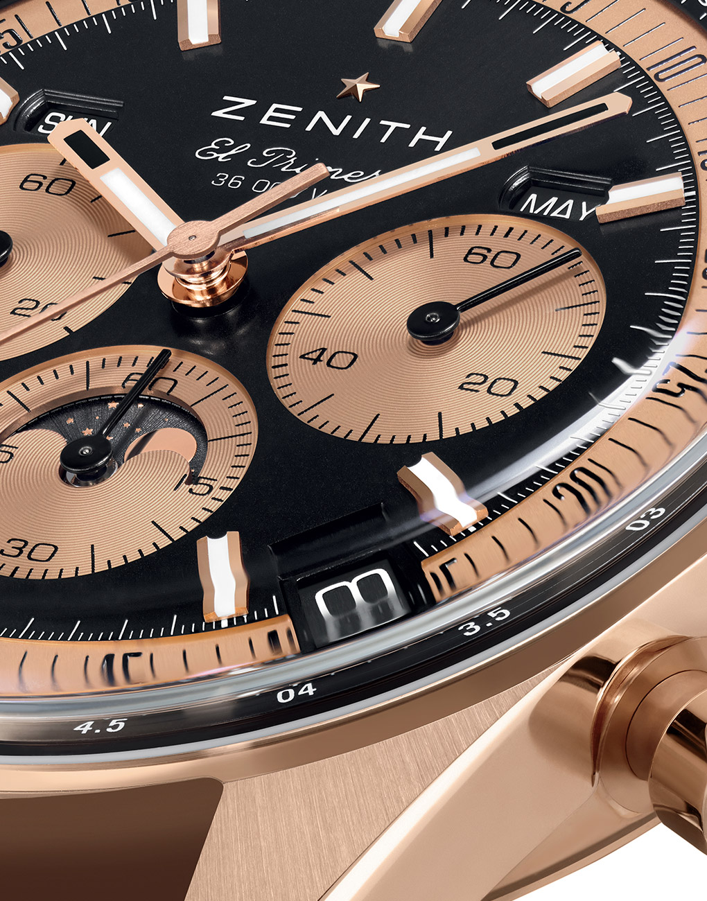 Zenith Chronomaster Original Triple Calendar In Rose Gold And Black